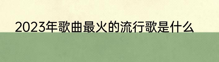 2023年歌曲最火的流行歌是什么
