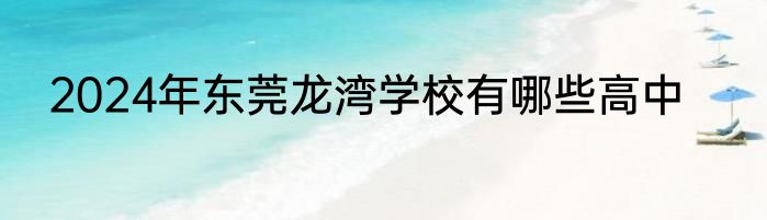 2024年东莞龙湾学校有哪些高中