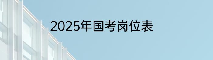 2025年国考岗位表