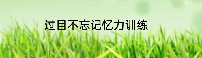 过目不忘记忆力训练