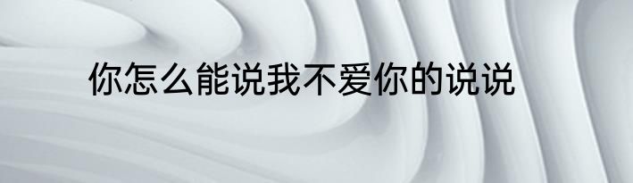 你怎么能说我不爱你的说说