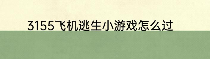 3155飞机逃生小游戏怎么过