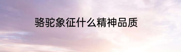 骆驼象征什么精神品质