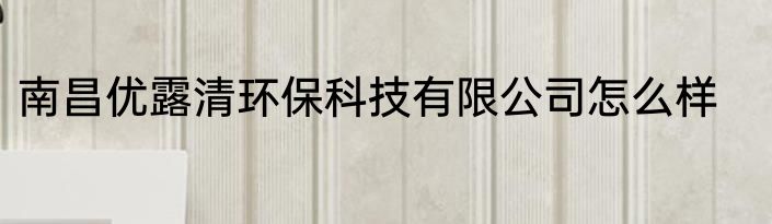 南昌优露清环保科技有限公司怎么样