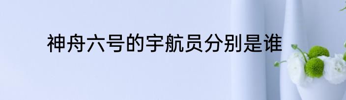 神舟六号的宇航员分别是谁