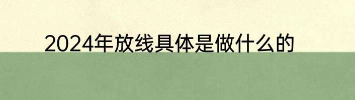 2024年放线具体是做什么的