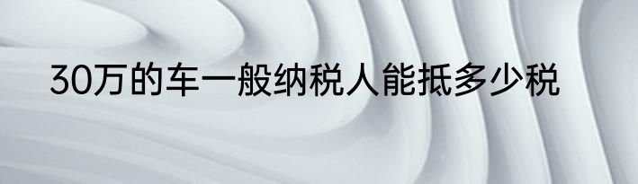 30万的车一般纳税人能抵多少税