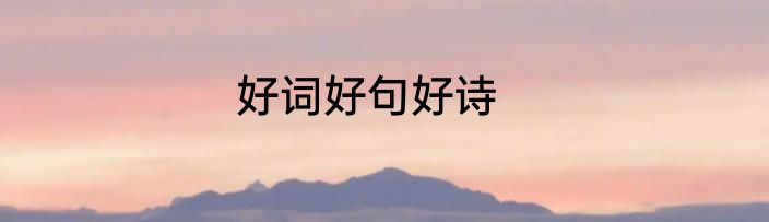 好词好句好诗
