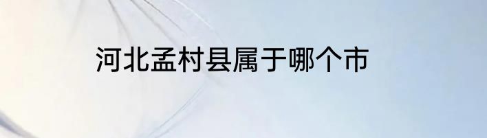 河北孟村县属于哪个市