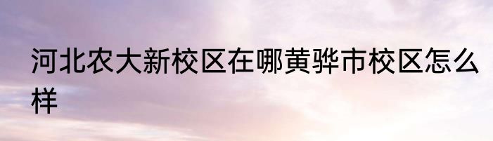 河北农大新校区在哪黄骅市校区怎么样