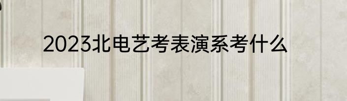 2023北电艺考表演系考什么