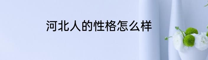河北人的性格怎么样