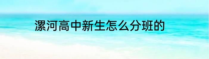 漯河高中新生怎么分班的