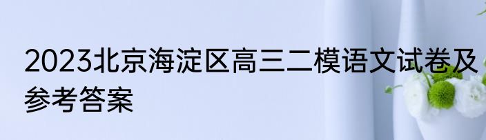 2023北京海淀区高三二模语文试卷及参考答案