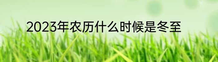 2023年农历什么时候是冬至