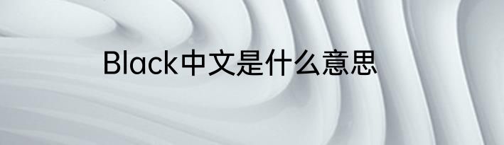 Black中文是什么意思
