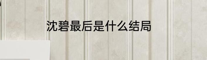 沈碧最后是什么结局