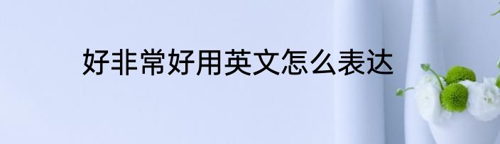 好非常好用英文怎么表达