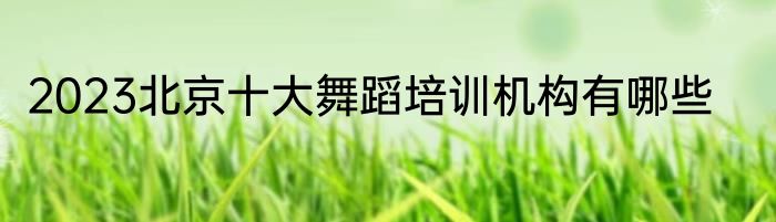 2023北京十大舞蹈培训机构有哪些