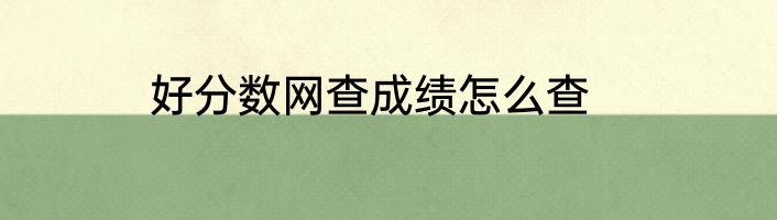 好分数网查成绩怎么查