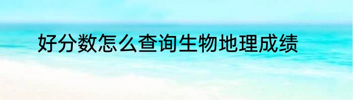 好分数怎么查询生物地理成绩