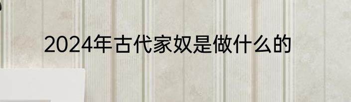 2024年古代家奴是做什么的
