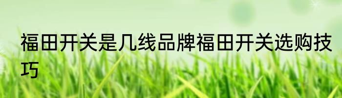 福田开关是几线品牌福田开关选购技巧