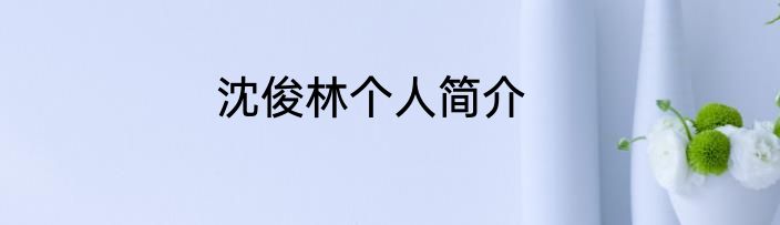 沈俊林个人简介