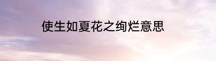 使生如夏花之绚烂意思
