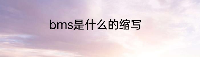 bms是什么的缩写