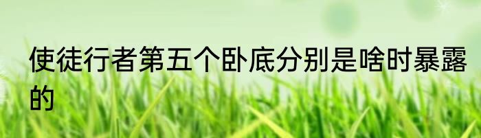 使徒行者第五个卧底分别是啥时暴露的