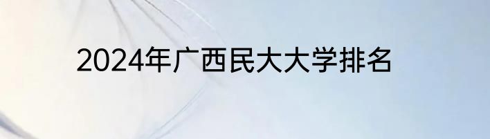 2024年广西民大大学排名