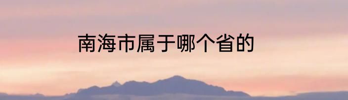南海市属于哪个省的