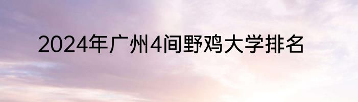 2024年广州4间野鸡大学排名