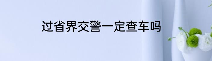 过省界交警一定查车吗