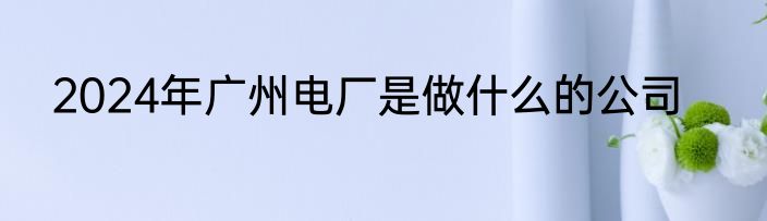 2024年广州电厂是做什么的公司