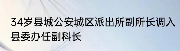 34岁县城公安城区派出所副所长调入县委办任副科长