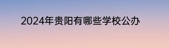 2024年贵阳有哪些学校公办