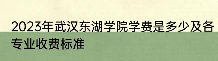 2023年武汉东湖学院学费是多少及各专业收费标准