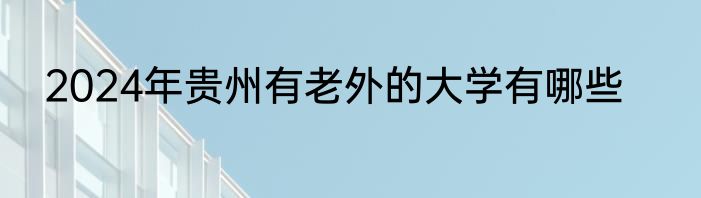 2024年贵州有老外的大学有哪些