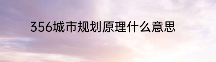 356城市规划原理什么意思