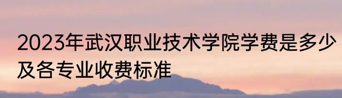 2023年武汉职业技术学院学费是多少及各专业收费标准