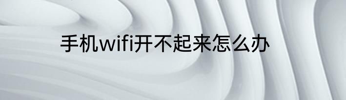 手机wifi开不起来怎么办