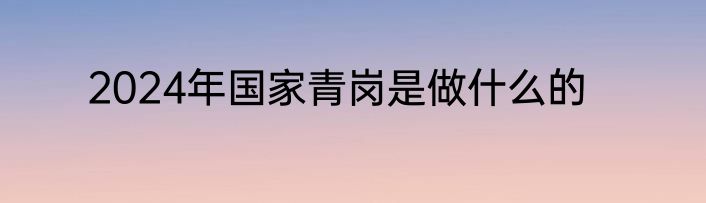 2024年国家青岗是做什么的