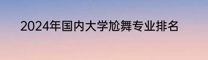 2024年国内大学尬舞专业排名