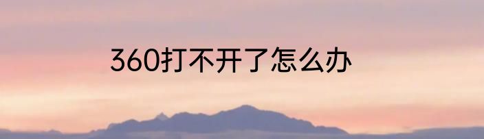 360打不开了怎么办