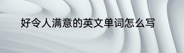 好令人满意的英文单词怎么写