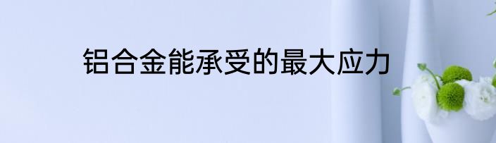 铝合金能承受的最大应力