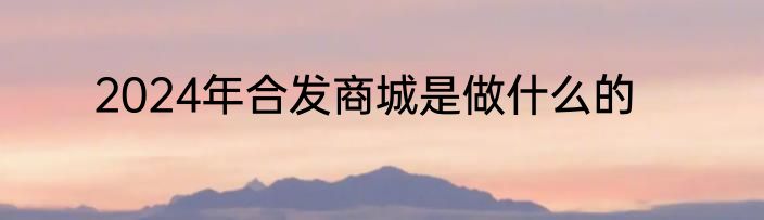 2024年合发商城是做什么的