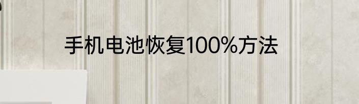 手机电池恢复100%方法